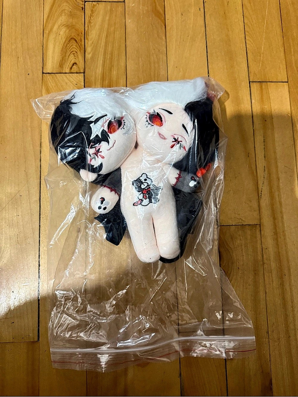 Plush Doll Pair Floral Black & White NWT